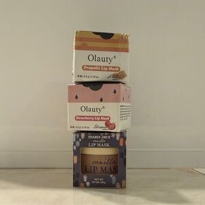 Trader Joe’s lip mask, Olauty Propolis and Strawberry Lip Mask Duo
